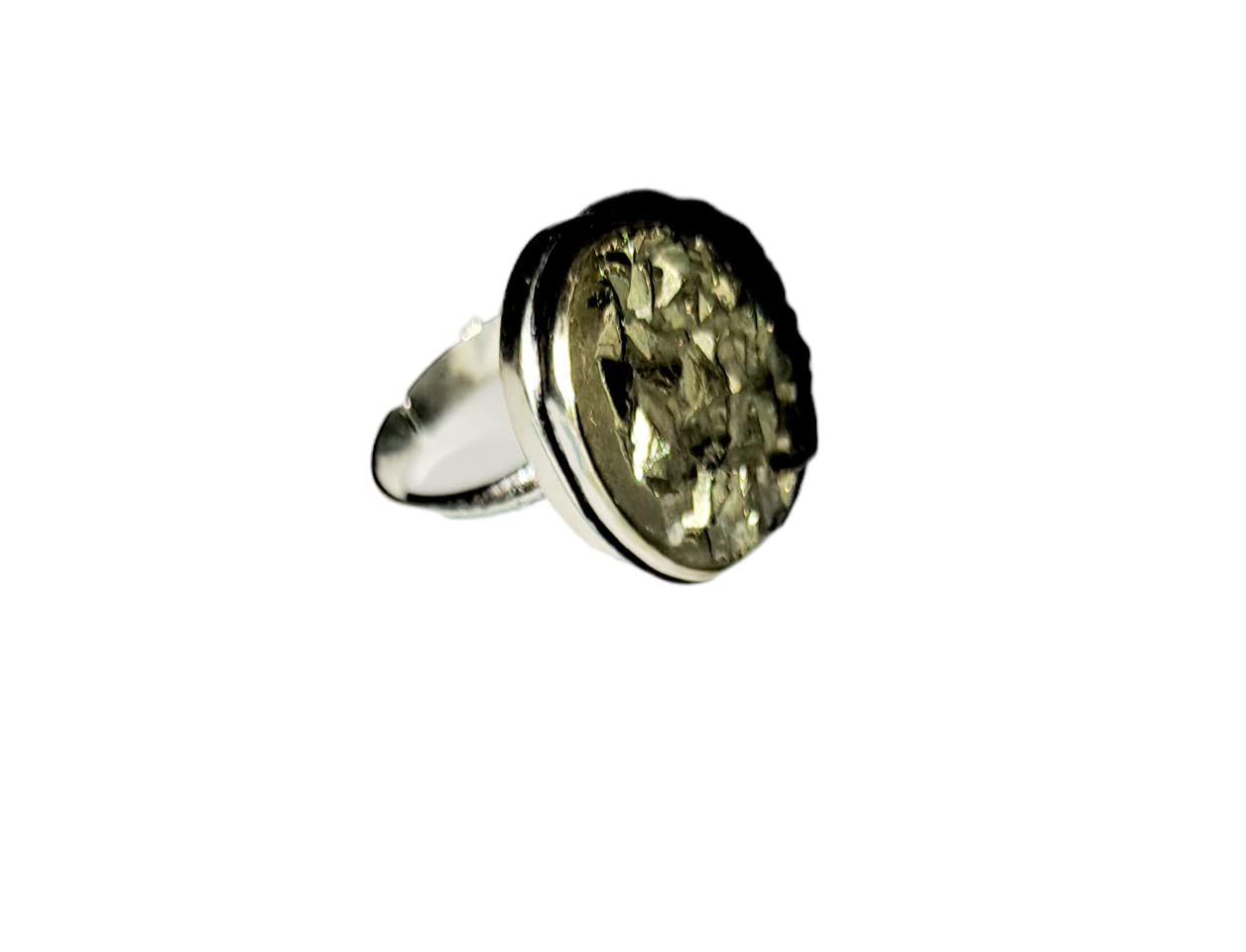 Divinity Crystals Natural Golden Pyrite Ring - Certified Adjustable Unisex Ring for Wealth, Prosperity, and Good Luck Default Title